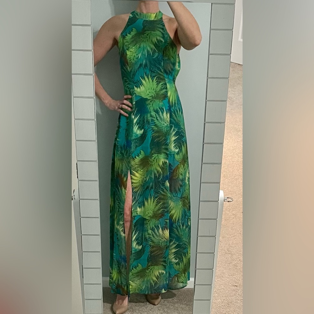 Lulus Tropical Open Back Maxi Dress